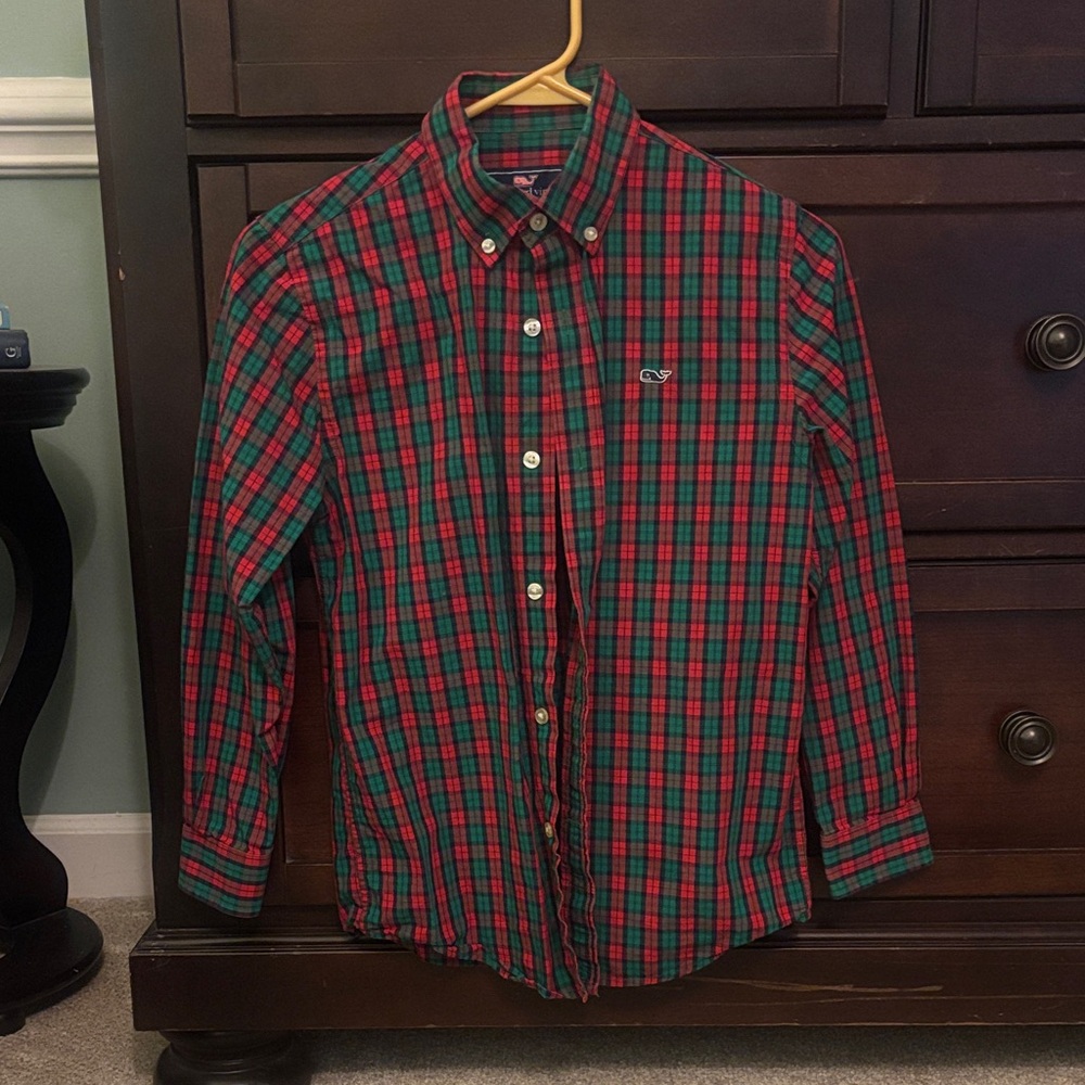 Vineyard Vines Boys Festive Plaid Shirt